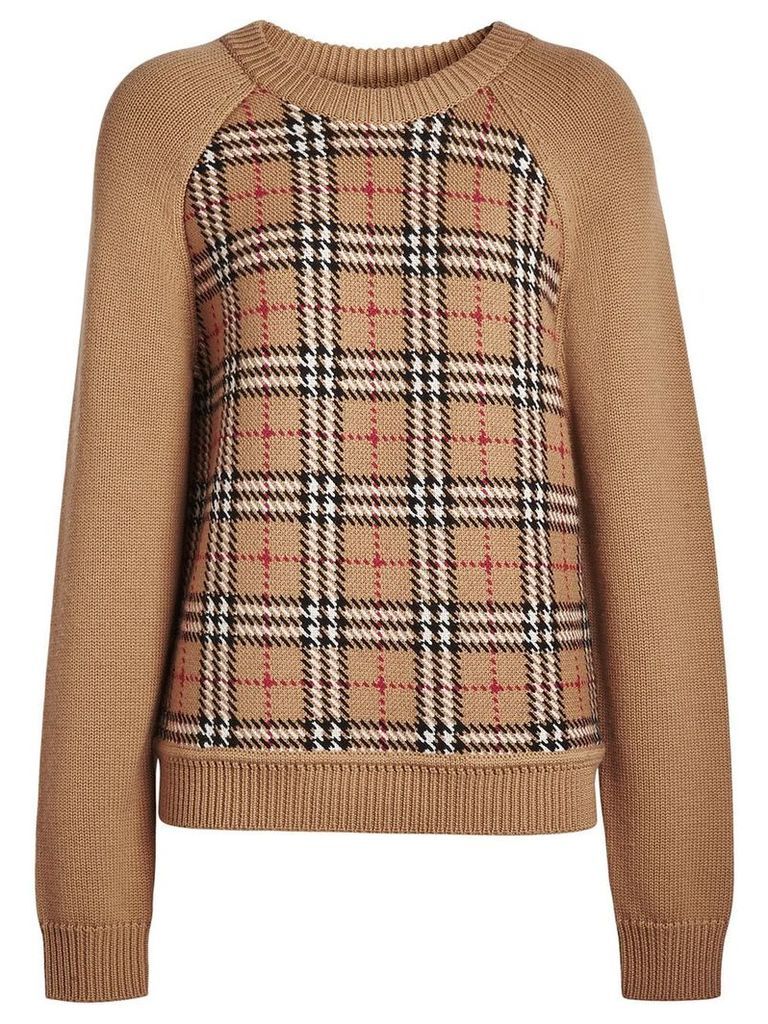 Burberry Vintage Check Wool Jacquard Sweater - Yellow