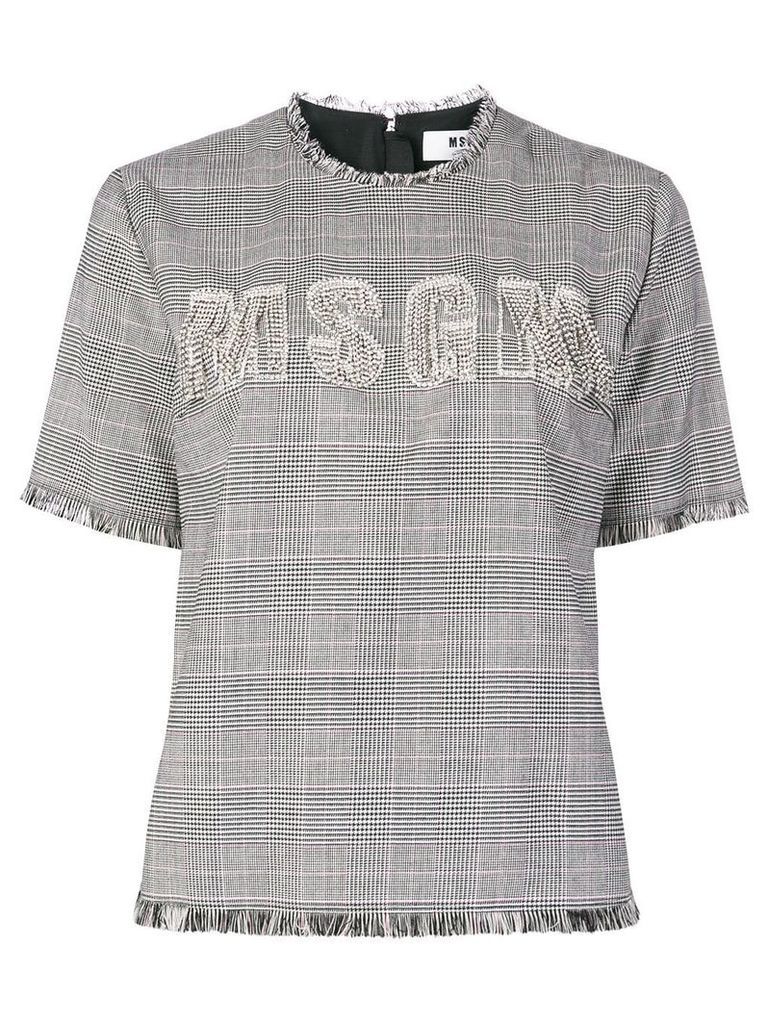 MSGM front embellished logo blouse s - Grey