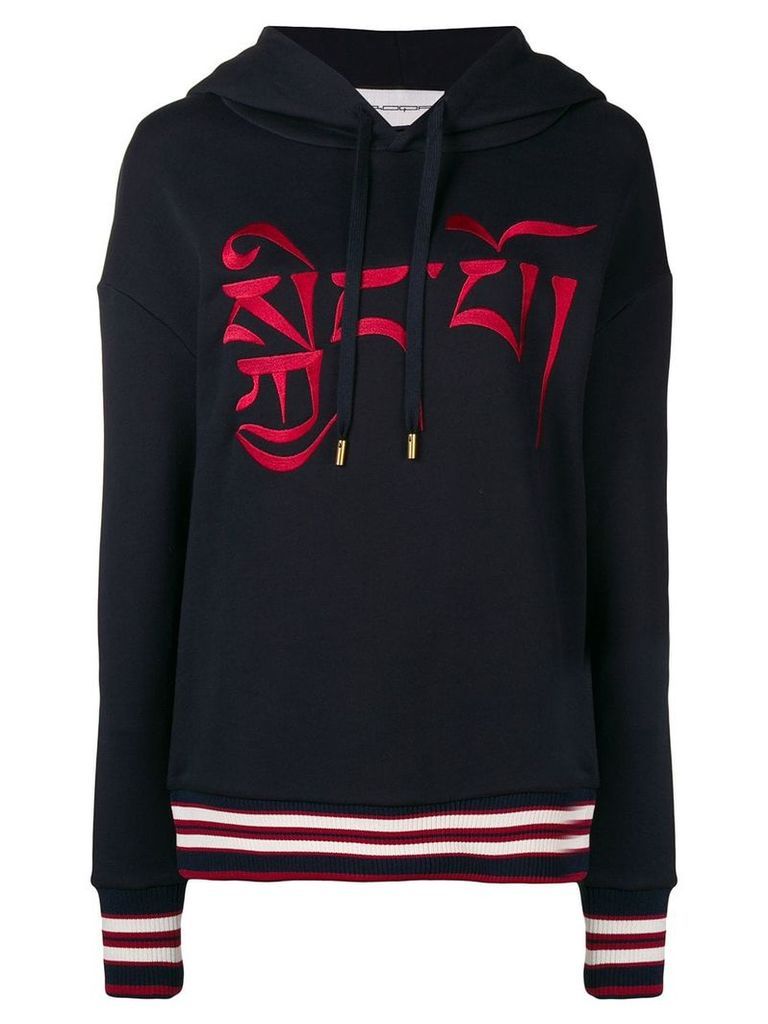 Roqa logo embroidered hoodie - Blue