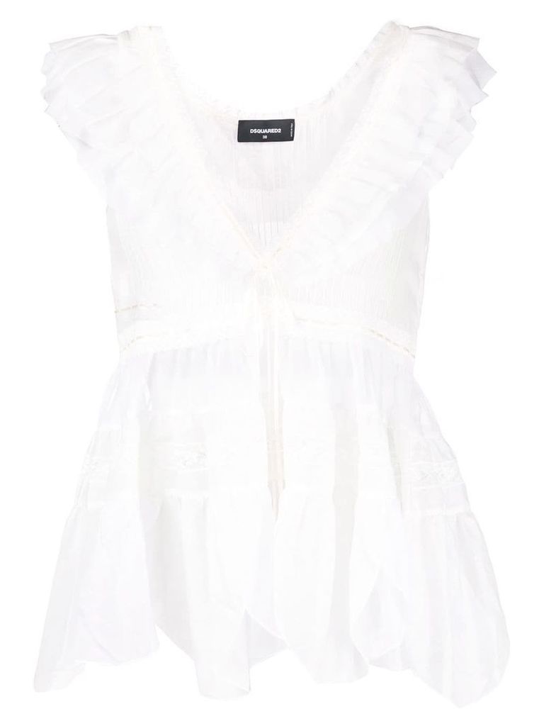 Dsquared2 ruffled lace top - White