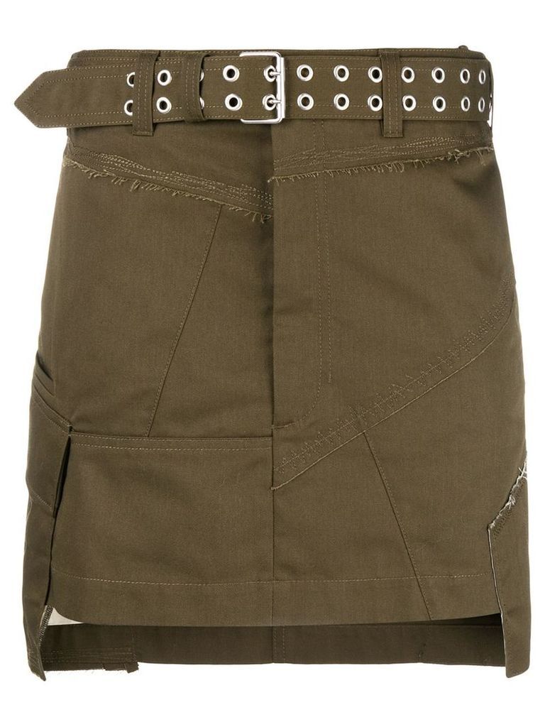 Helmut Lang military patch mini skirt - Green
