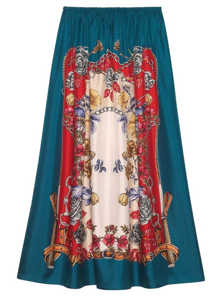 Gucci Silk skirt with Boudoir print - Blue
