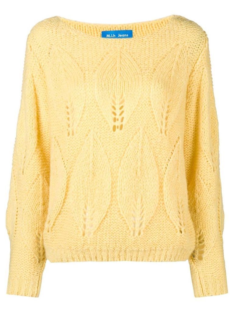 Mih Jeans Lacey leaf knit sweater - Yellow