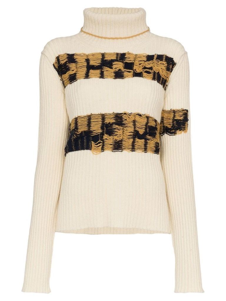 Calvin Klein 205W39nyc embroidered lambswool turtleneck jumper - White