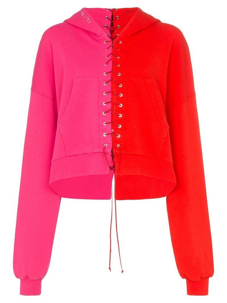 Unravel Project Terry lace-up hoodie - PINK