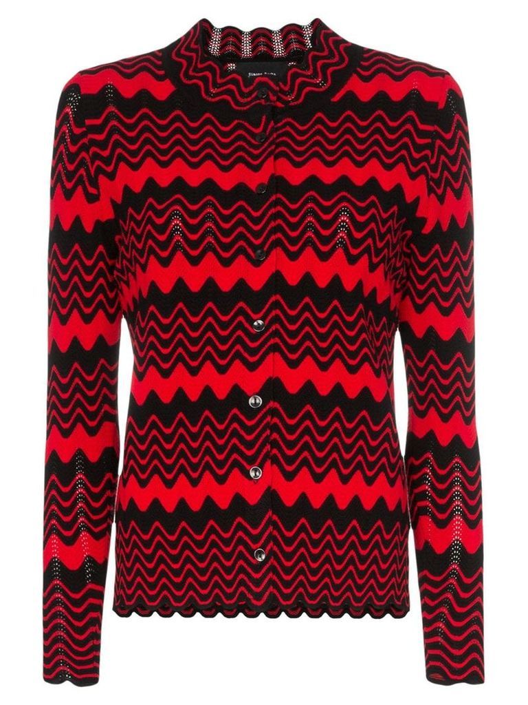Simone Rocha button up wave knit scalloped cardigan - Red