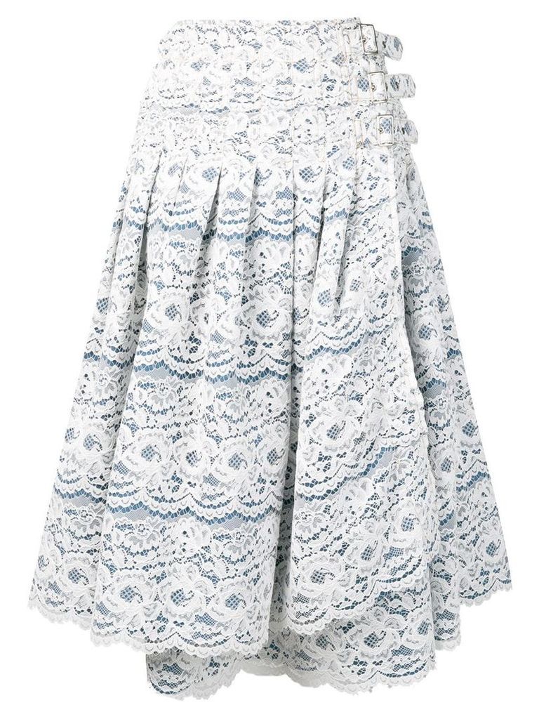 Junya Watanabe side-buckle lace skirt - Blue
