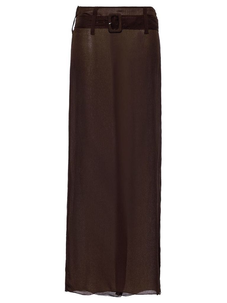 Prada chiffon belted maxi skirt - Brown