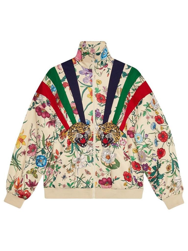 Gucci Technical jersey jacket with patches - Neutrals
