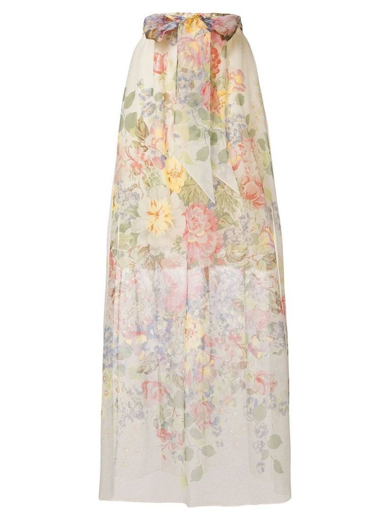 Gucci floral print sheer skirt - NEUTRALS
