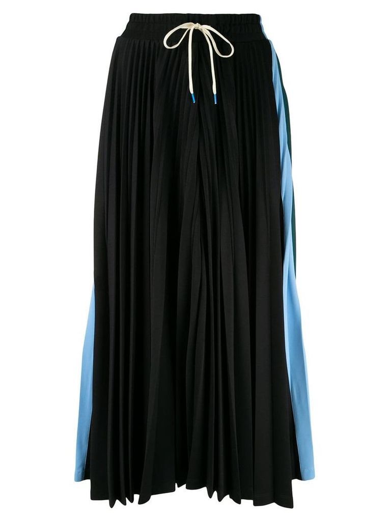 Facetasm colour block pleated skirt - Black