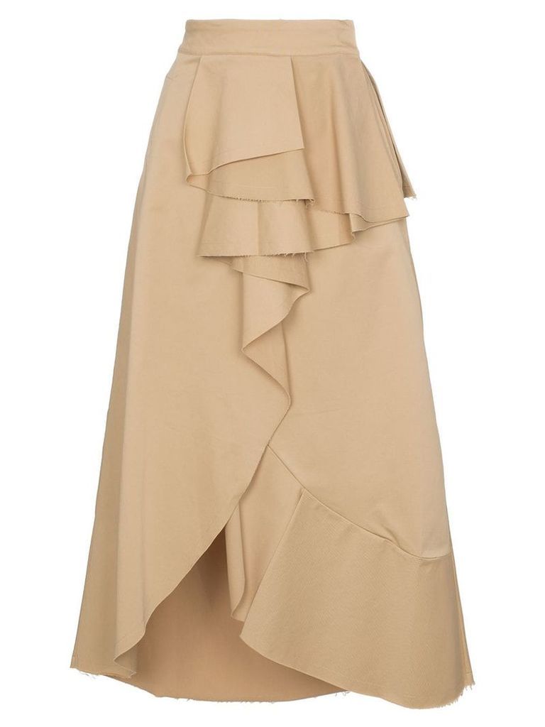 Johanna Ortiz Frou Frou cotton-blend ruffled wrap skirt - NEUTRALS
