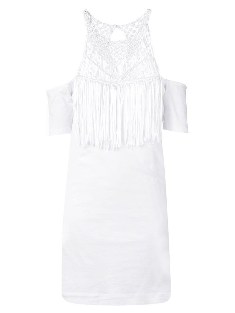 Diesel Black Gold jersey dress with lace neckline - White