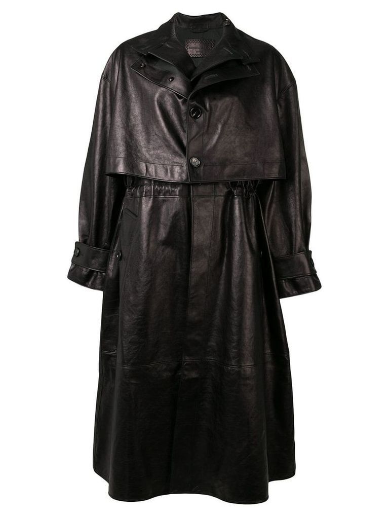 Bottega Veneta single-breasted leather trench coat - Black