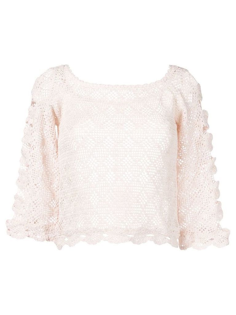 Alberta Ferretti sheer knitted blouse - PINK