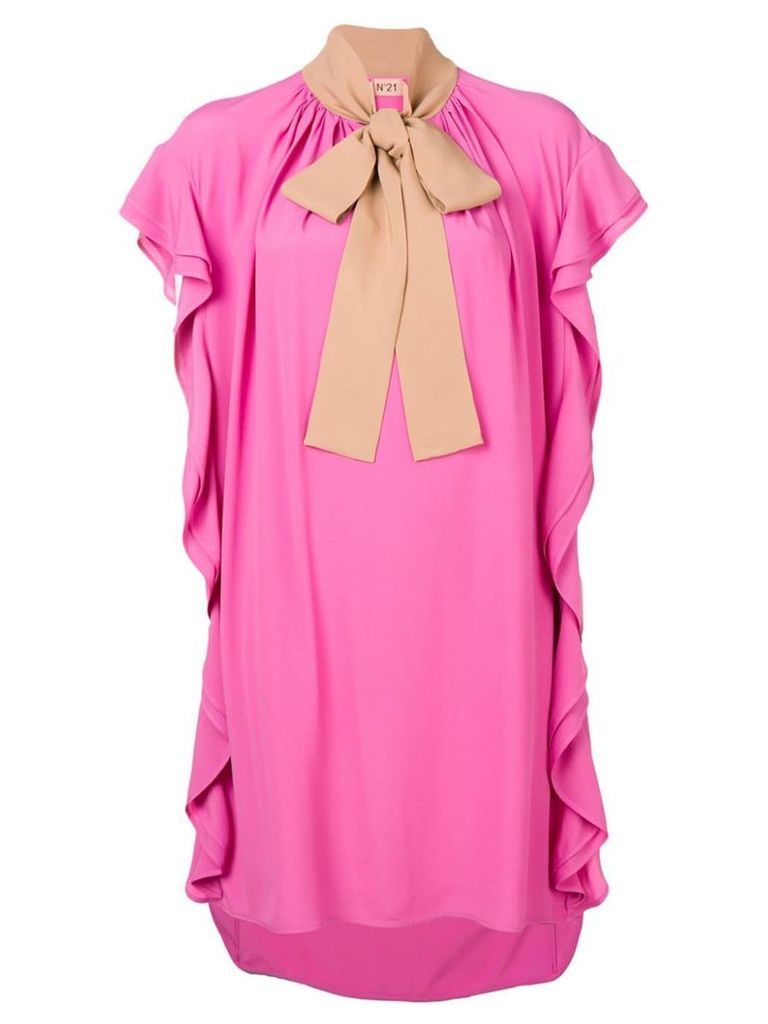 Nº21 bow detailed ruffled dress - Pink
