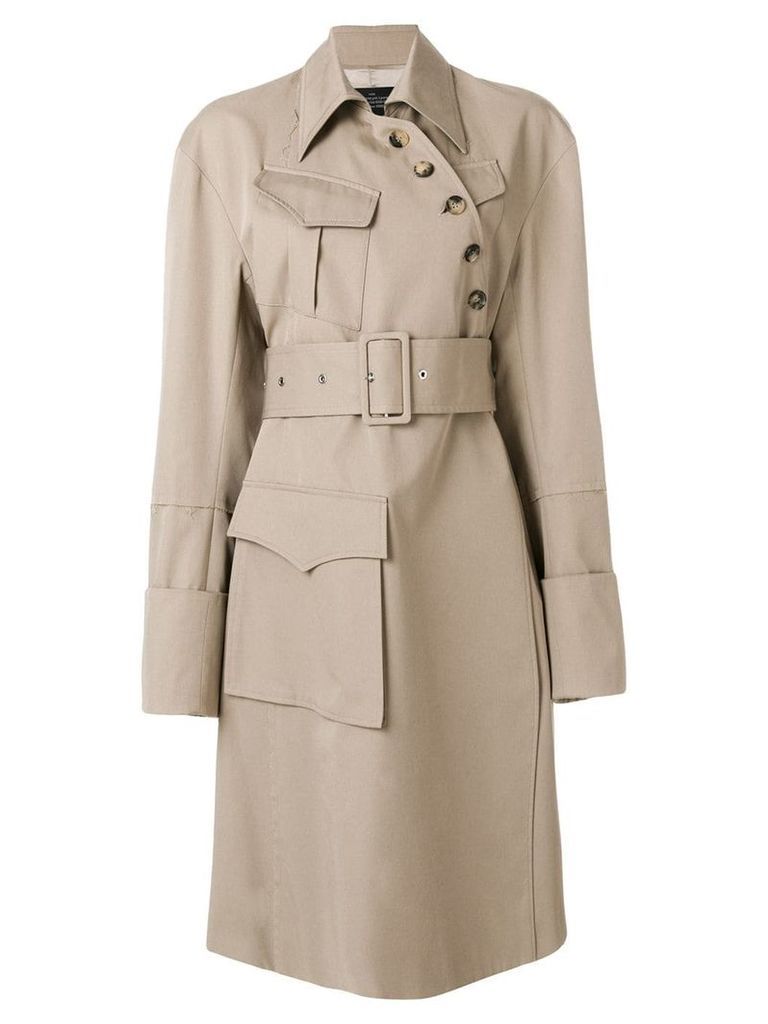 Rokh asymmetric belted trench coat - NEUTRALS