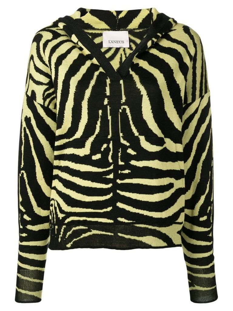 Laneus zebra print hooded jumper - Yellow