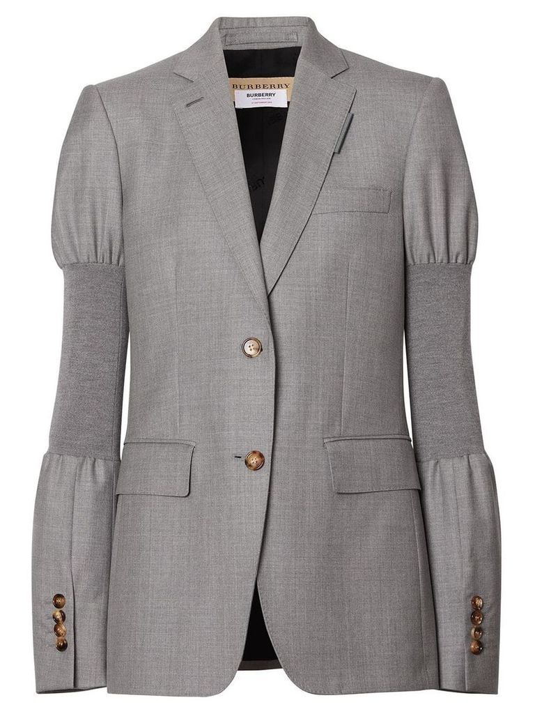 Burberry Panelled-sleeve Wool Tailored Jacket - Grey