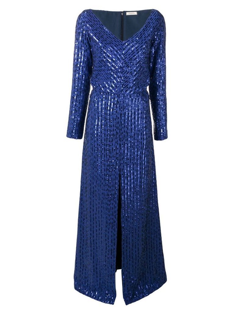 Nina Ricci sequin stripes metallic dress - Blue