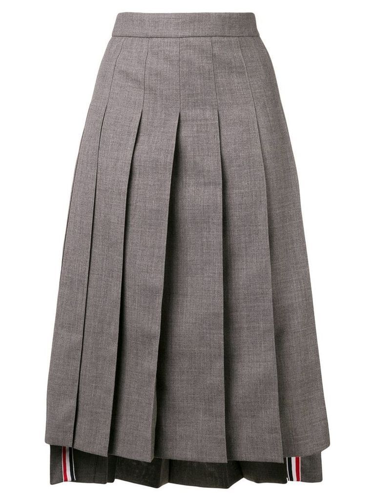 Thom Browne Ankle-Length Pleated Skirt - Grey