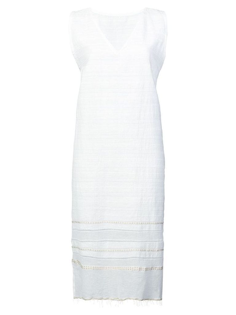 lemlem Kelali frayed V-neck dress - White