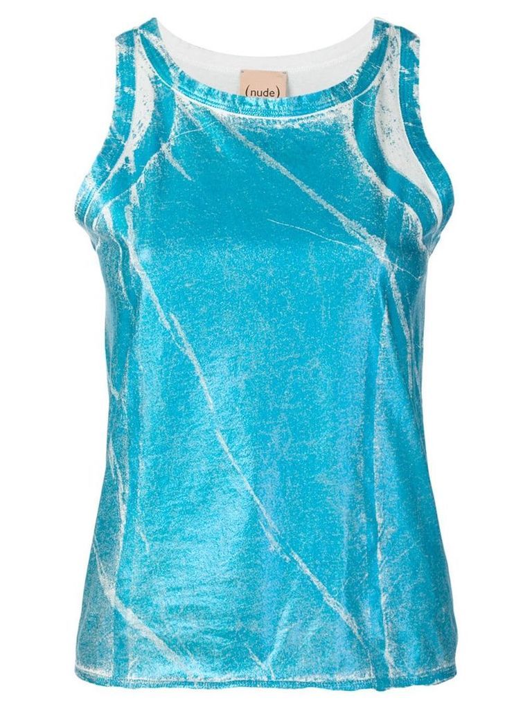 Nude painted effect tank top - Blue
