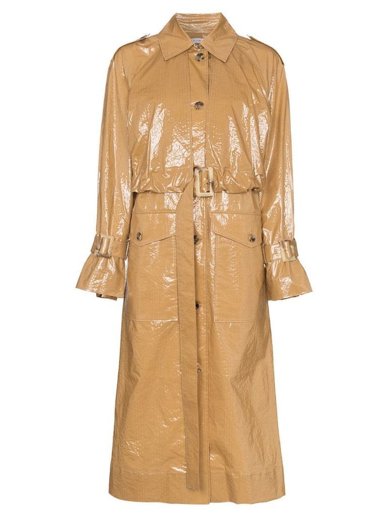 Rejina Pyo belted laminated cotton trench coat - Brown