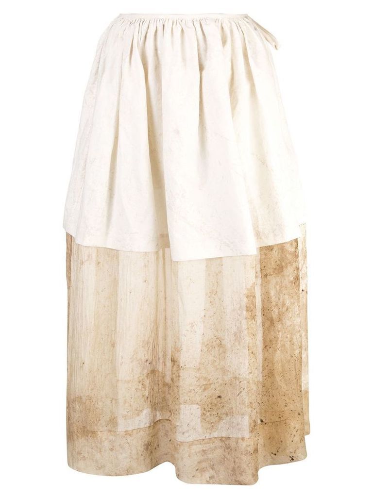 Uma Wang layered panel full skirt - White