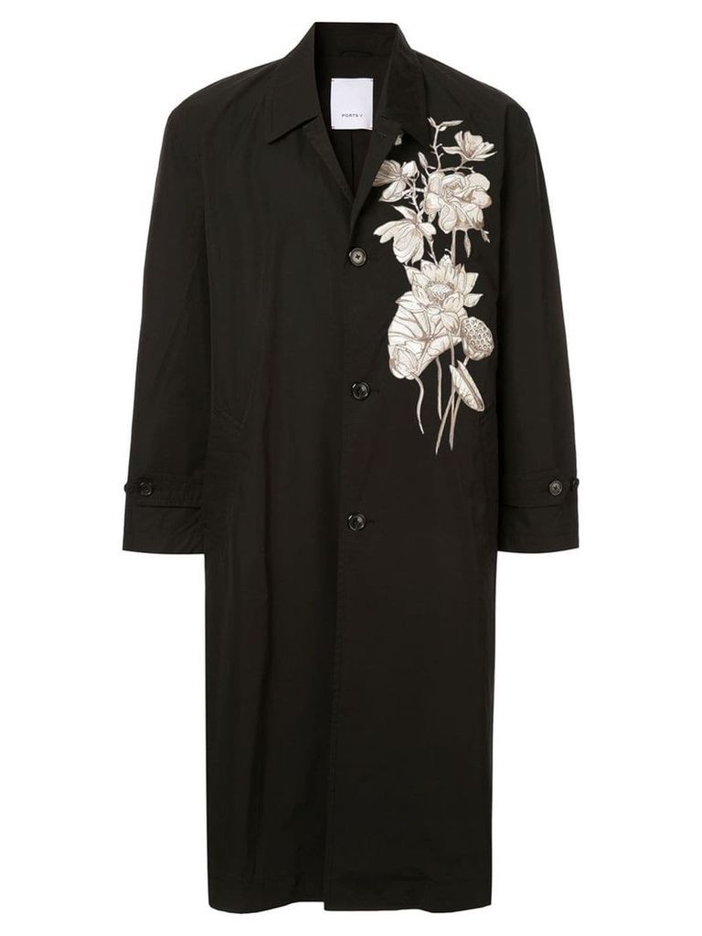 Ports V floral trench coat - Black