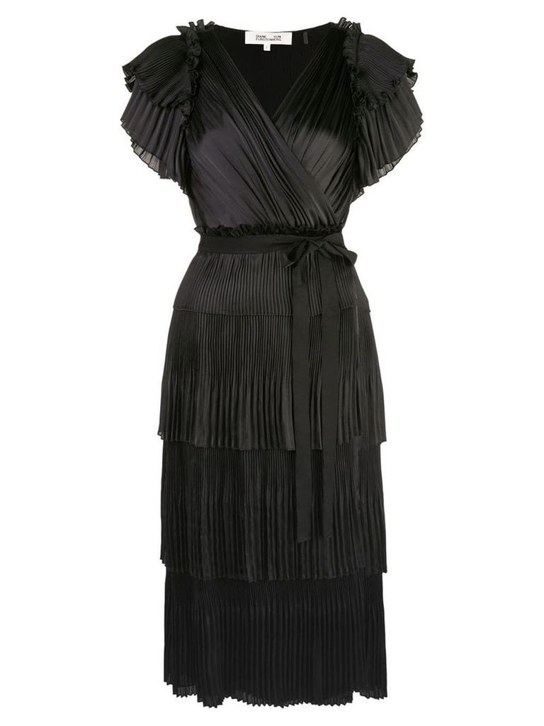 Diane von Furstenberg Sasha pleated ruffle wrap dress - Black