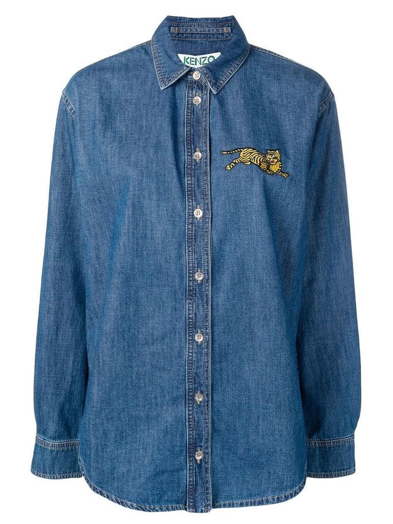 Kenzo embroidered tiger denim shirt - Blue