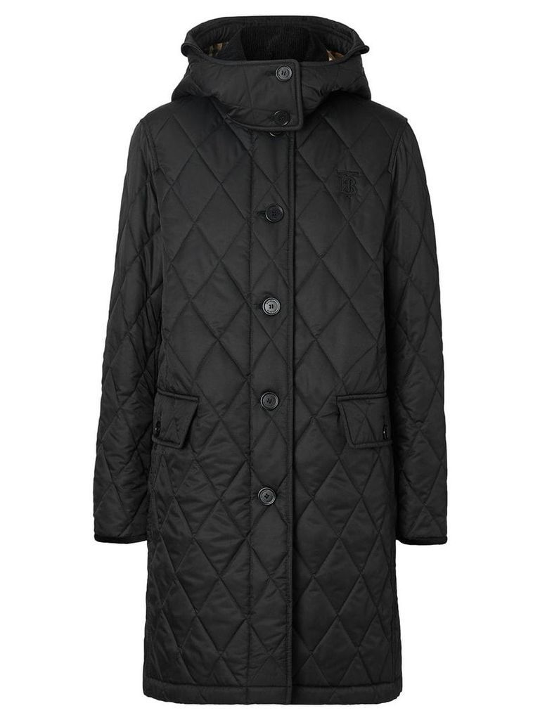 Burberry detachable hood quilted coat - Black