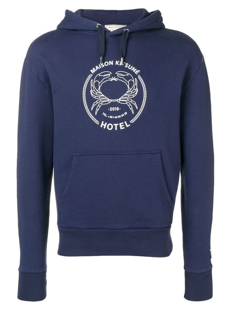 Maison Kitsuné printed logo hoodie - Blue