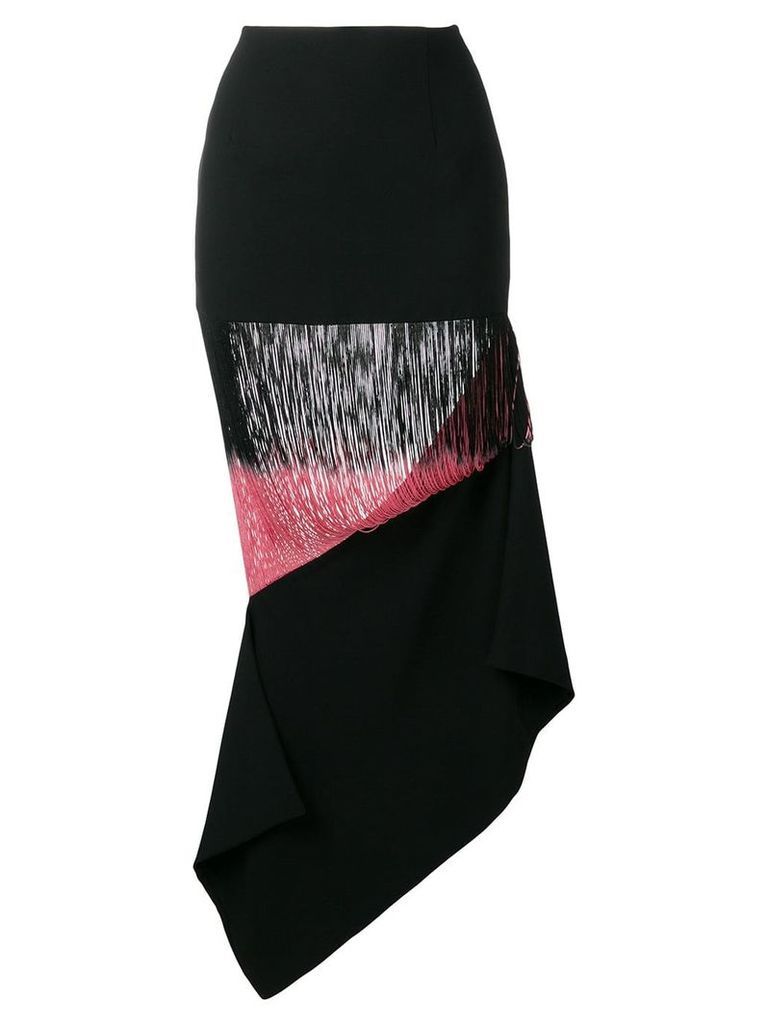 George Keburia panelled fringed skirt - Black