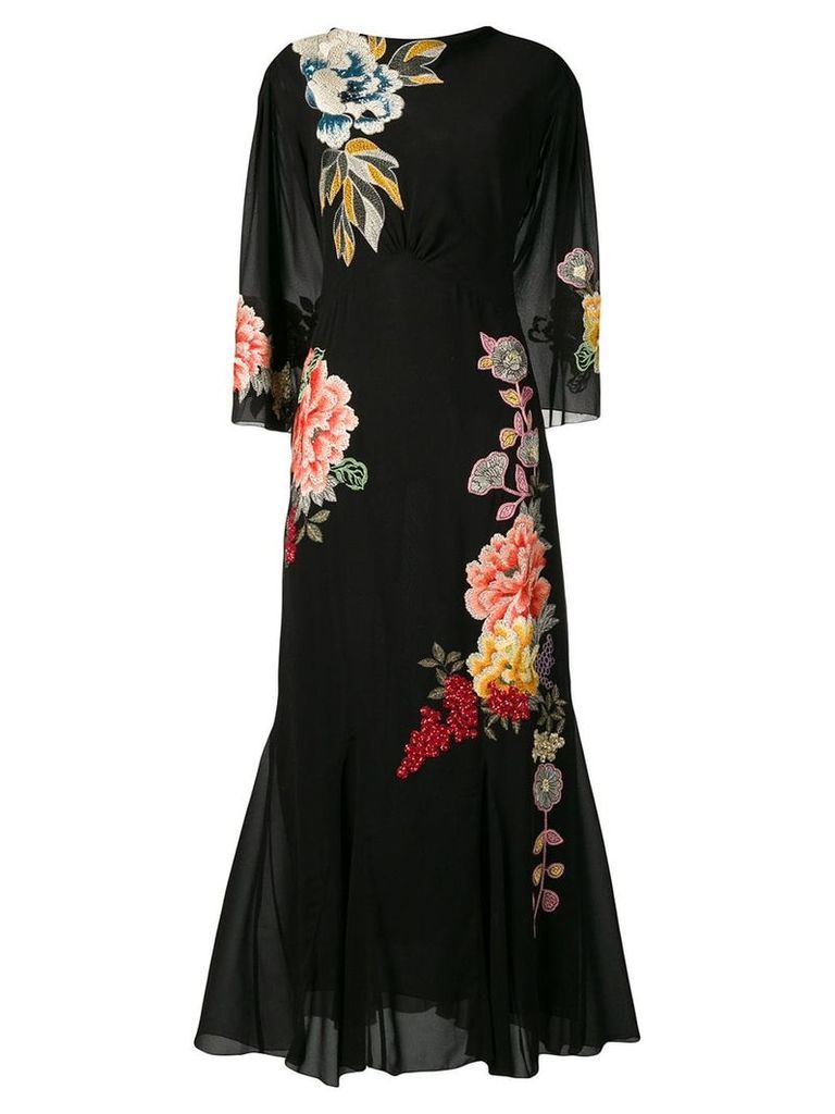 Etro embroidered floral dress - Black