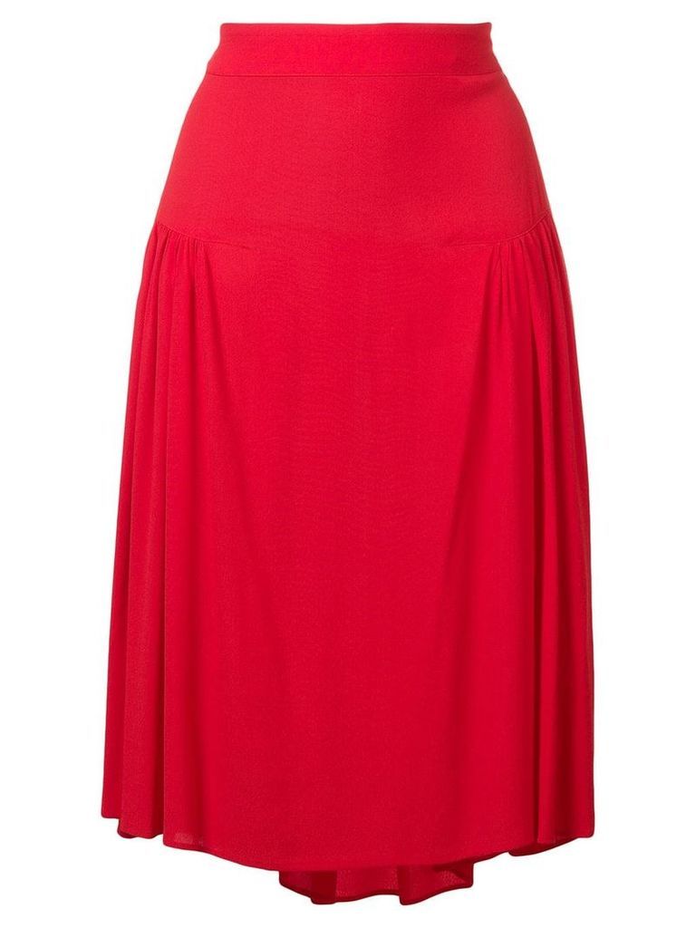 Closed A-line skirt with pleats - Red
