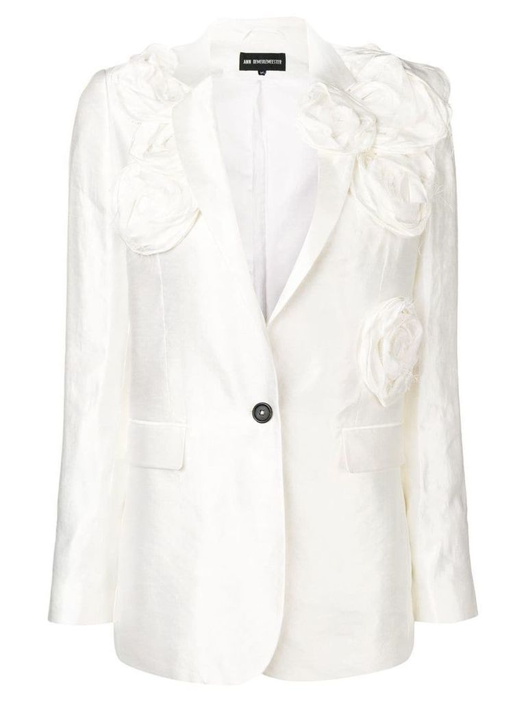 Ann Demeulemeester flower appliqué blazer - White
