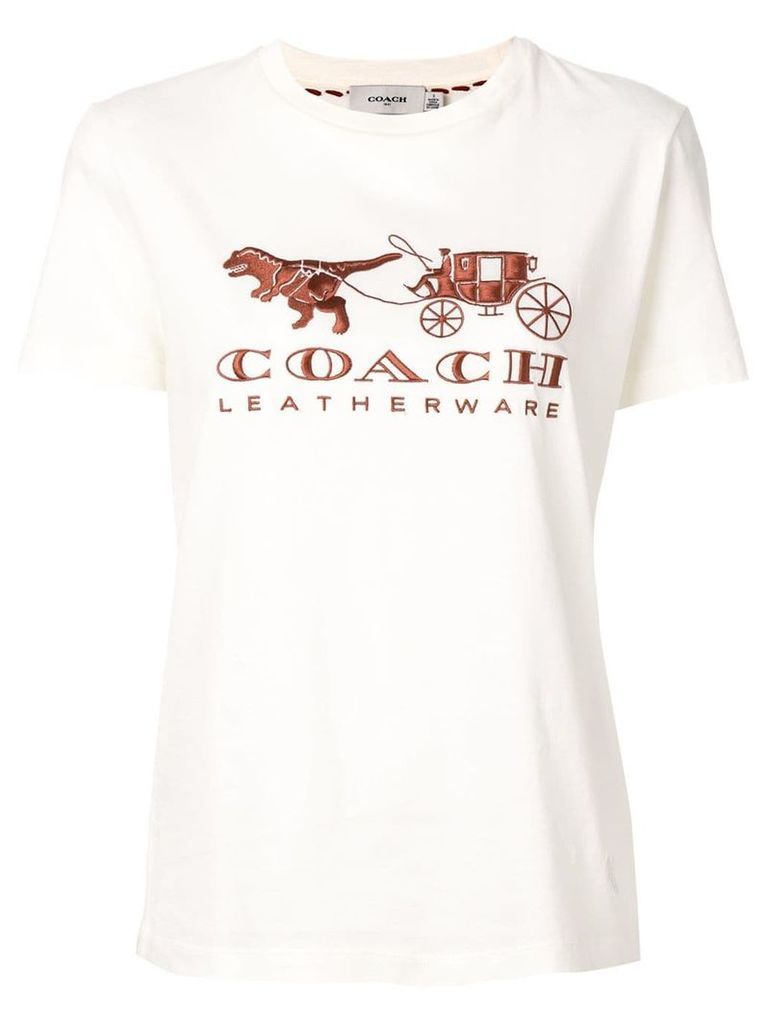 Coach embroidered logo T-shirt - NEUTRALS