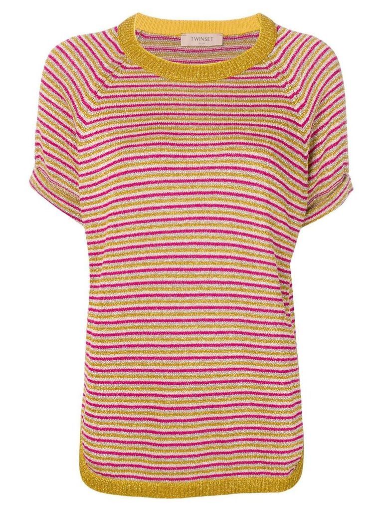 Twin-Set striped knitted top - PINK