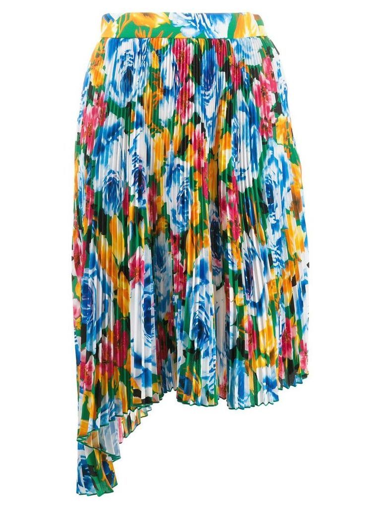 MSGM floral pleated skirt - Blue