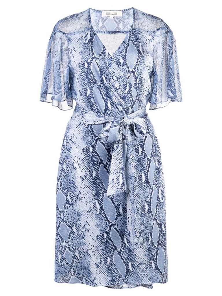 DVF Diane von Furstenberg snakeskin-print wrap dress - Blue