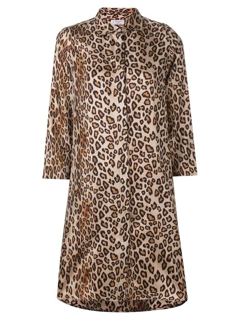 Alberto Biani leopard-print satin shirt dress - Neutrals