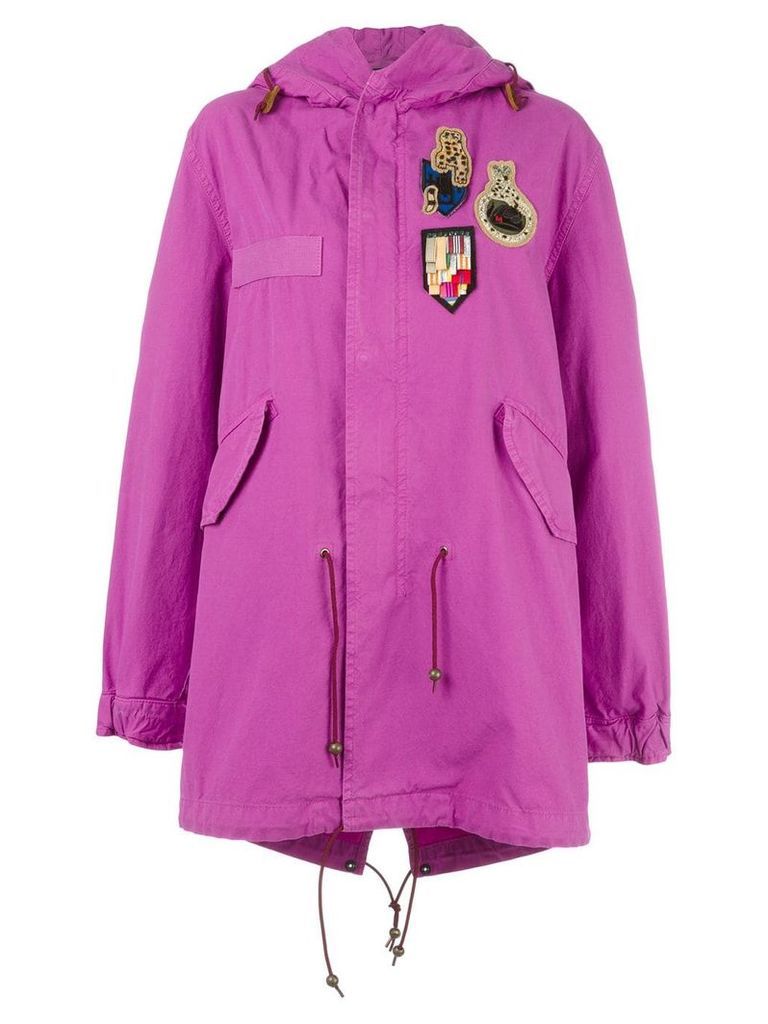 Mr & Mrs Italy Bouganville patched mid parka - PINK