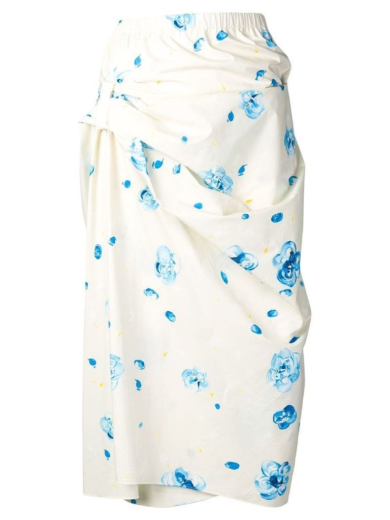 Marni floral print wrap skirt - Neutrals