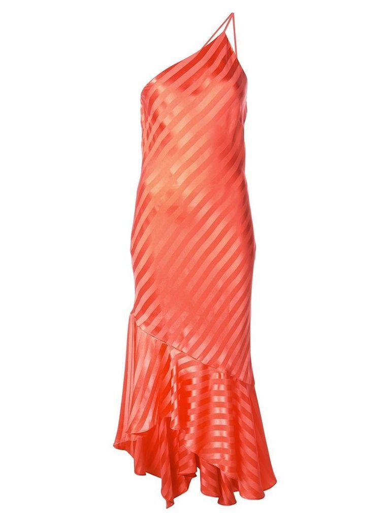 Michelle Mason one-shoulder ruffled hem dress - Red