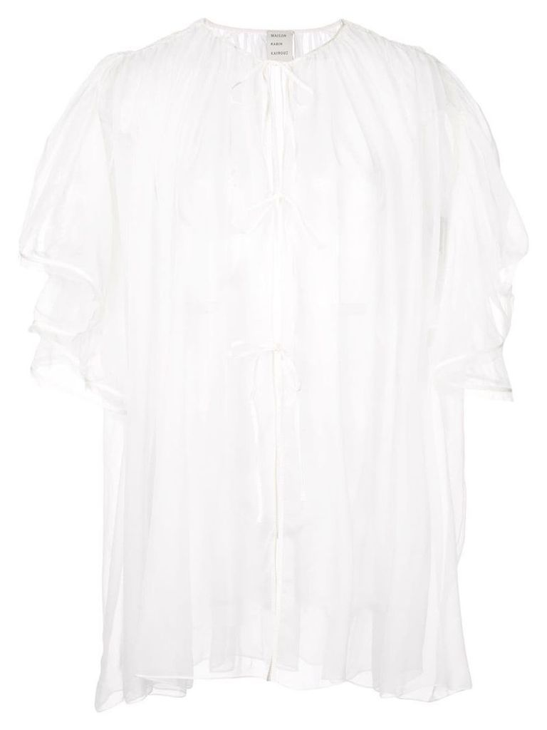 Maison Rabih Kayrouz ruffle sleeves sheer top - White