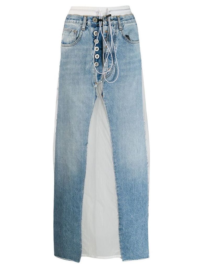 Unravel Project contrast patch jean skirt - Blue