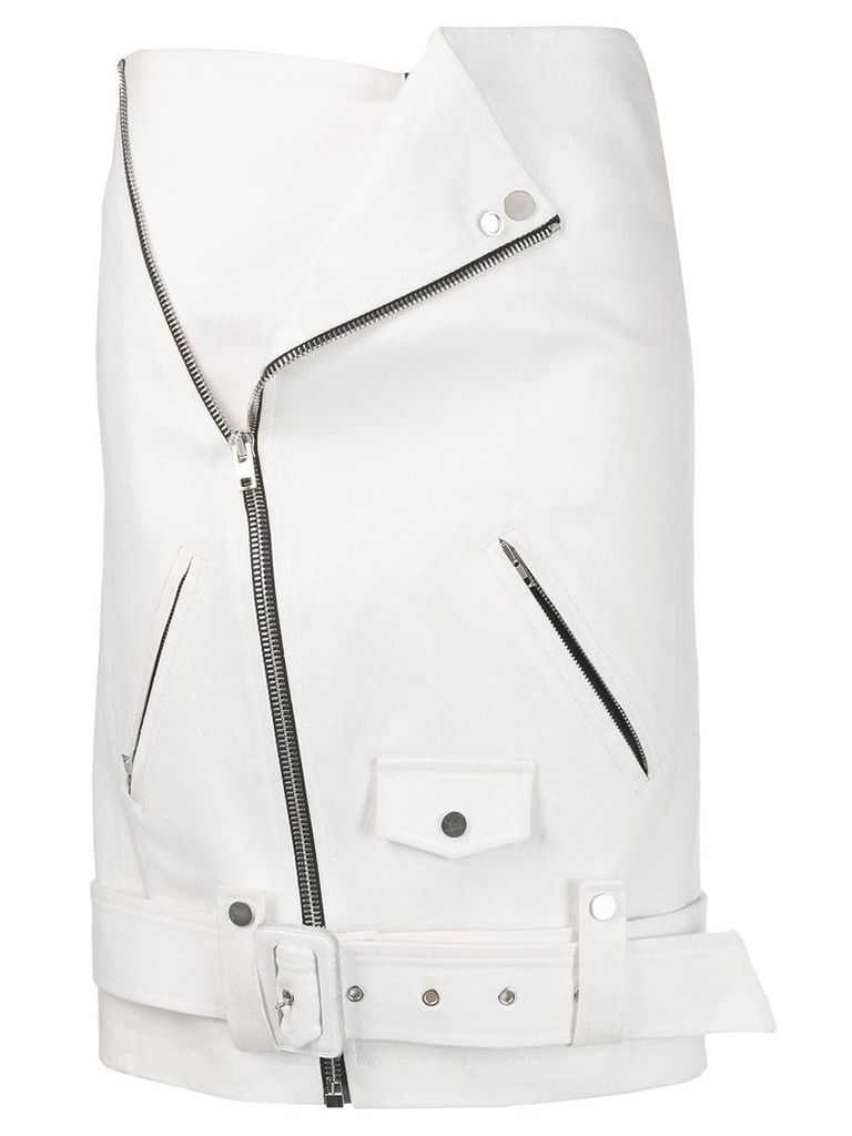 Zilver Biker Skirt in Recycled Denim - White