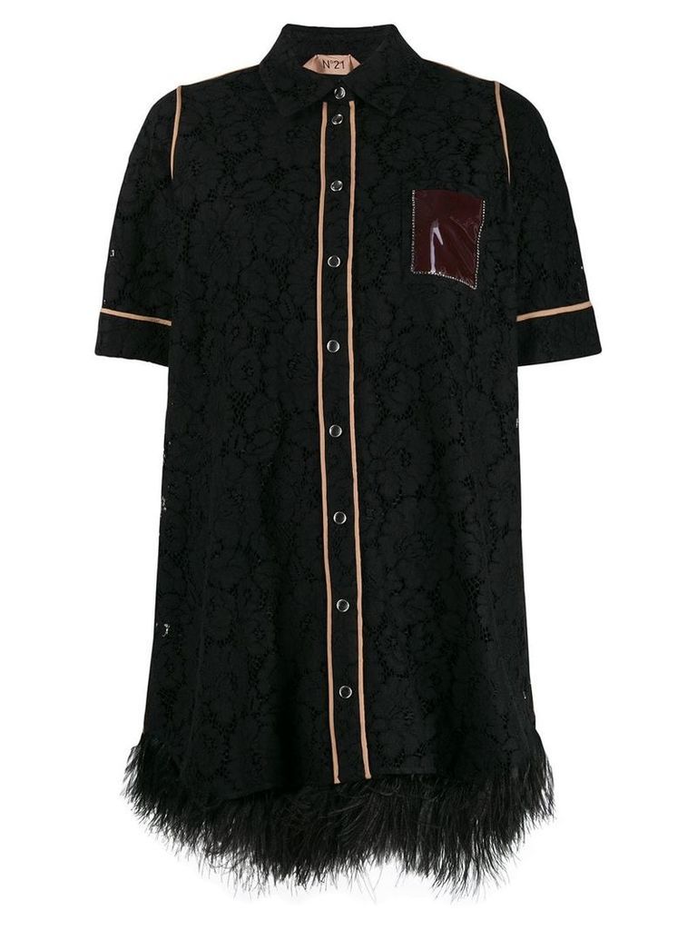 Nº21 embellished lace shirt dress - Black